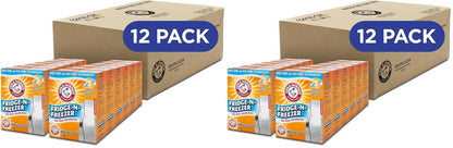 ARM & HAMMER Fridge-n-Freezer Baking Soda Odor Absorber, Helps Keep Food Tasting Fresh, Long-Lasting, Natural & Unscented Deodorizer for Kitchen & Home, 14 Oz, 12 Pack