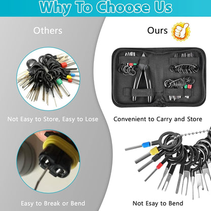 Terminal Pin Removal Tool Kit 82 Pcs Depinning Electrical Connector Pin Extractor Tool Set Wire Terminal Release for Automotive Car Household Devices - Black