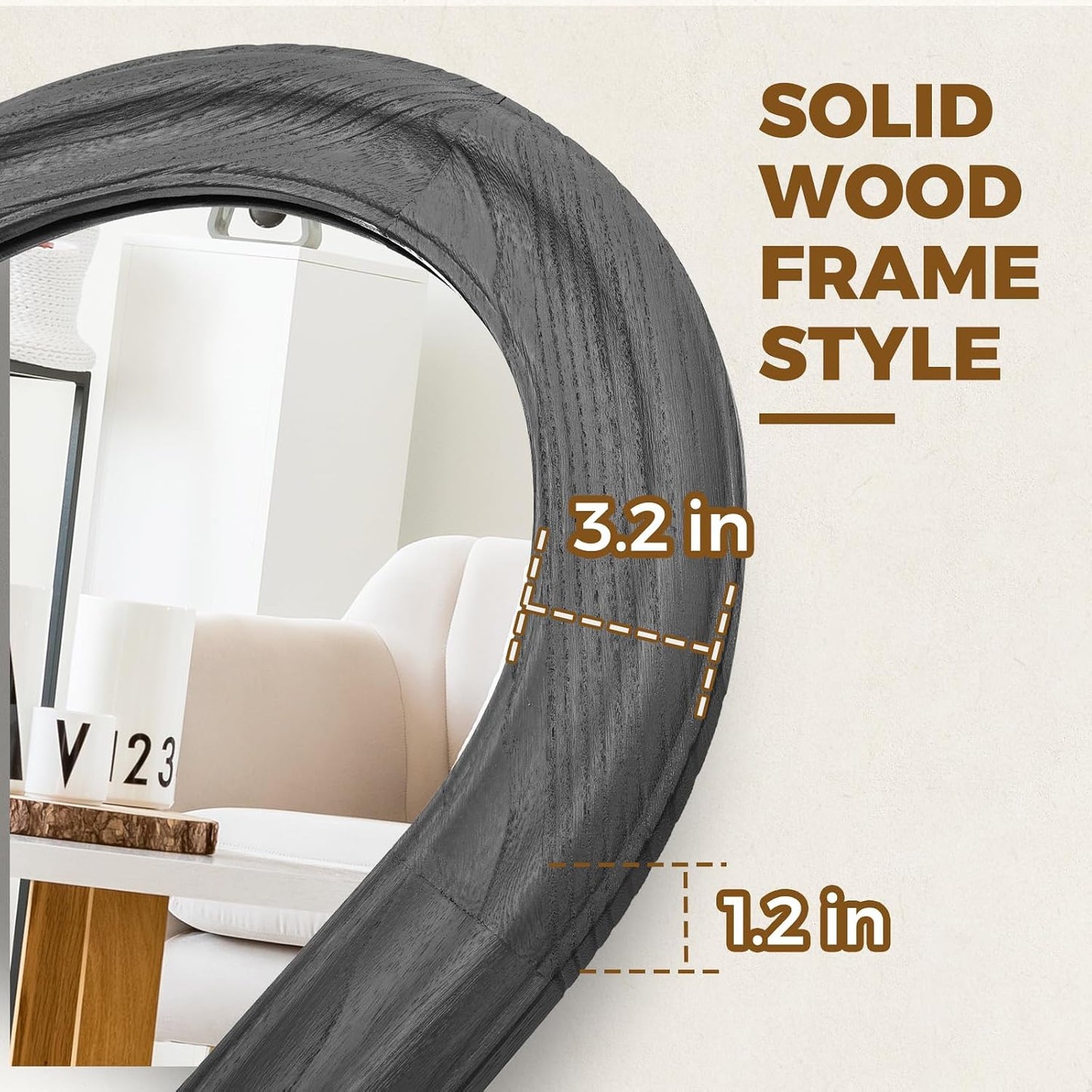 Solid Wood Full Length Mirror - 65"x22" Arched Floor Mirror, Free Standing & Wall Mounted - Elegant Design for Bedroom, Dressing Room, Hallway, Brown