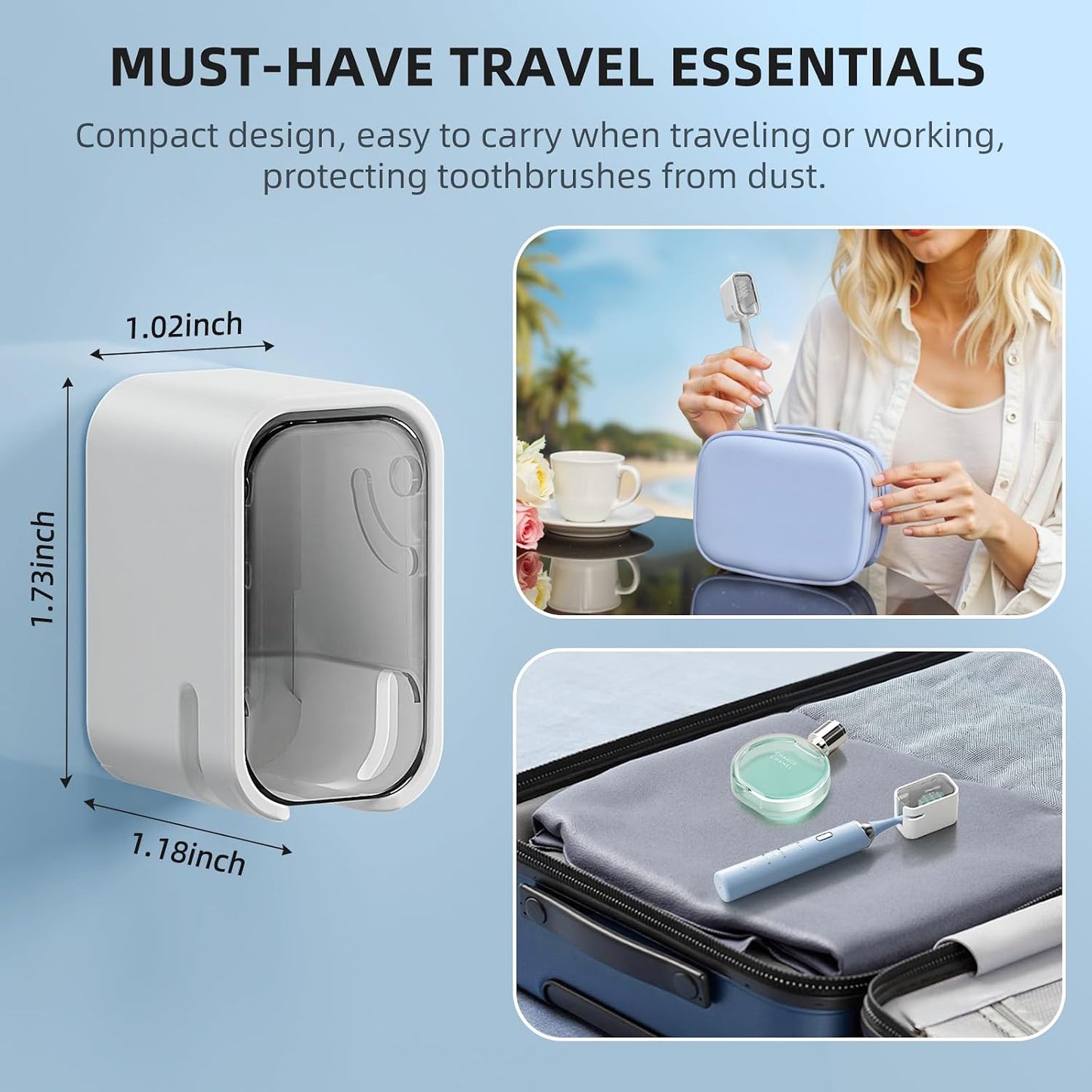 Travel Toothbrush Cover 2PCS,【Innovative Band Design】 Stay Closed Electric Toothbrush Covers Caps, Toothbrush Head Cover for Travel, Camping,Bathroom, Business