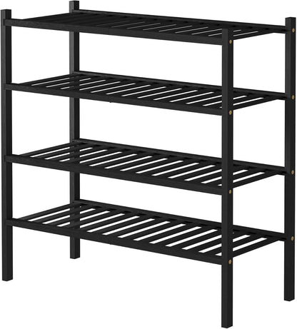 ROMGUAR CRAFT 3 Tier Bamboo Shoe Rack for Closet Free Standing Wood Shoe Shelf Storage Organizer for Entryway Small Space Stackable 27"x11"x20" (Natural)