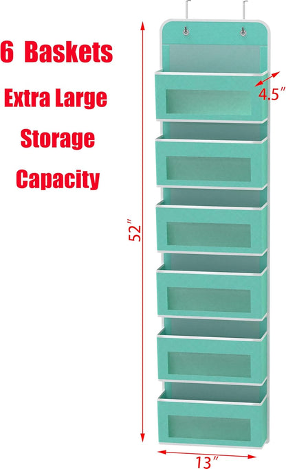 Simple Houseware 6 Clear Window Pocket Over Closet Door Storage Hanging Organizer for Bedroom, Bathroom, Pantry, Beige