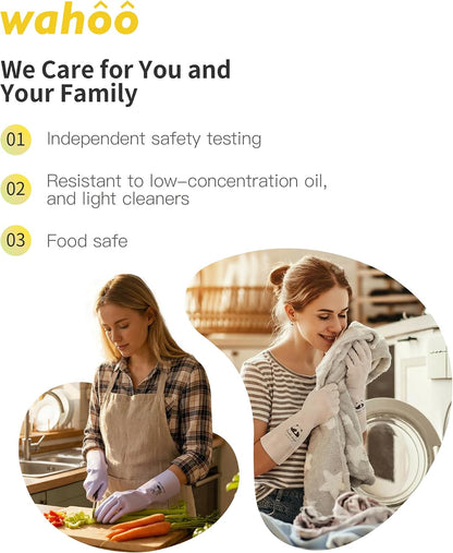 LANON Protection wahoo PVC Dishwashing Cleaning Gloves, Reusable Unlined Kitchen Gloves, Non-Slip, Large
