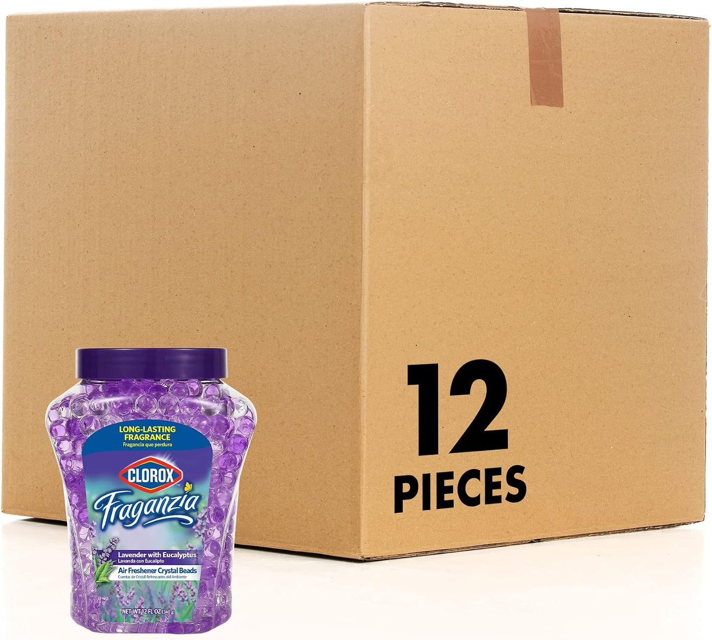 Clorox Fraganzia Crystal Beads Air Freshener, Long Lasting Room Deodorizer and Odor Eliminator Gel Beads to Freshen Home, Car, or Office, Fresh Ocean Breeze Scent, 12 Fl Oz - 2 Pack