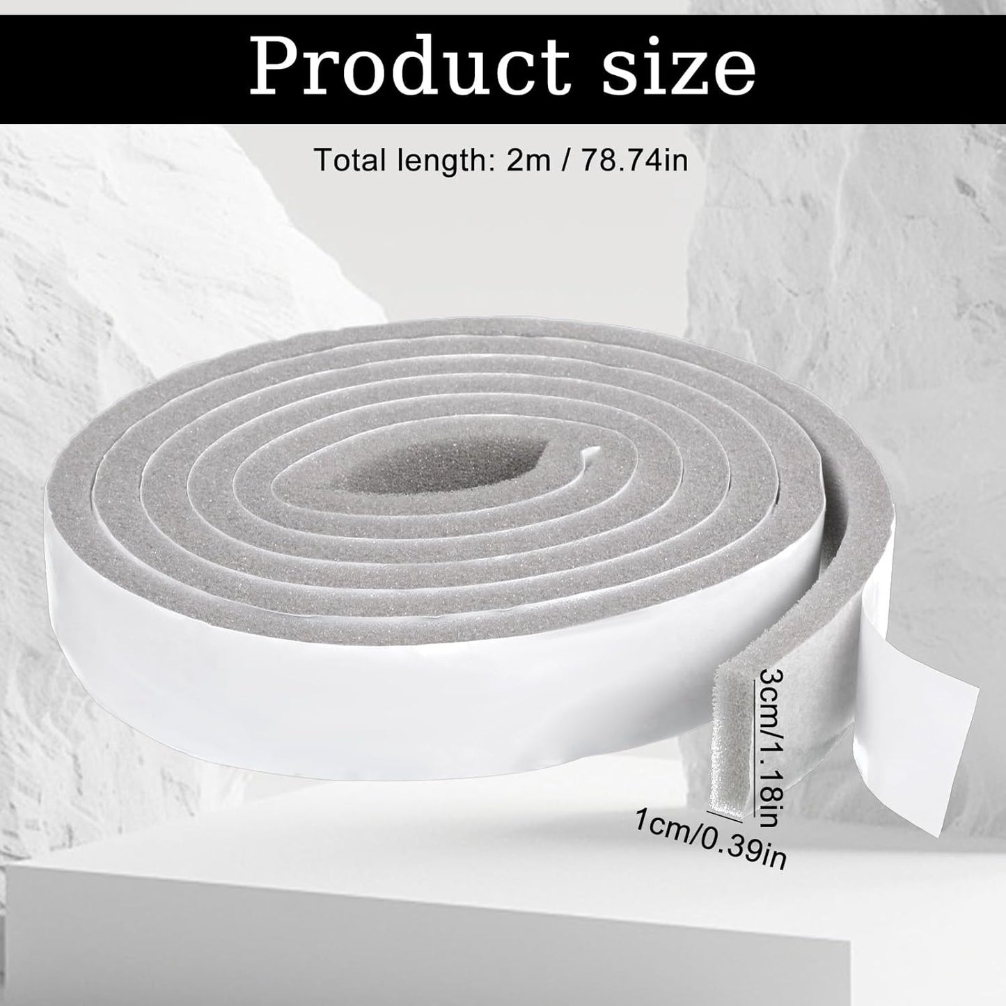 Weather Stripping Door Seal Strip, Self Adhesive Foam Tape Weatherstrip, Door Soundproofing Weatherproof Insulation Closed Cell Tape for Doors, Windows, Air Conditioners (1.2"x 0.4"x 2.18 Ft, Grey)