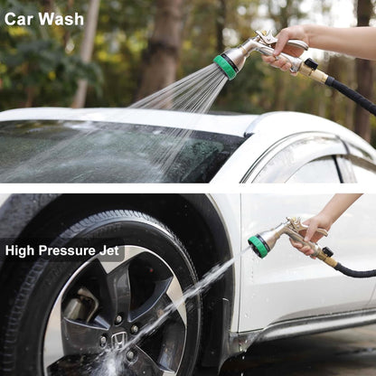 FANHAO Heavy Duty Garden Hose Nozzle, 100% Metal Water Nozzle with 8 Adjustable Spray Patterns, High Pressure Hose Sprayer with Non-Slip Grip for Watering Plants & Lawns, Washing Cars & Pets -Silver