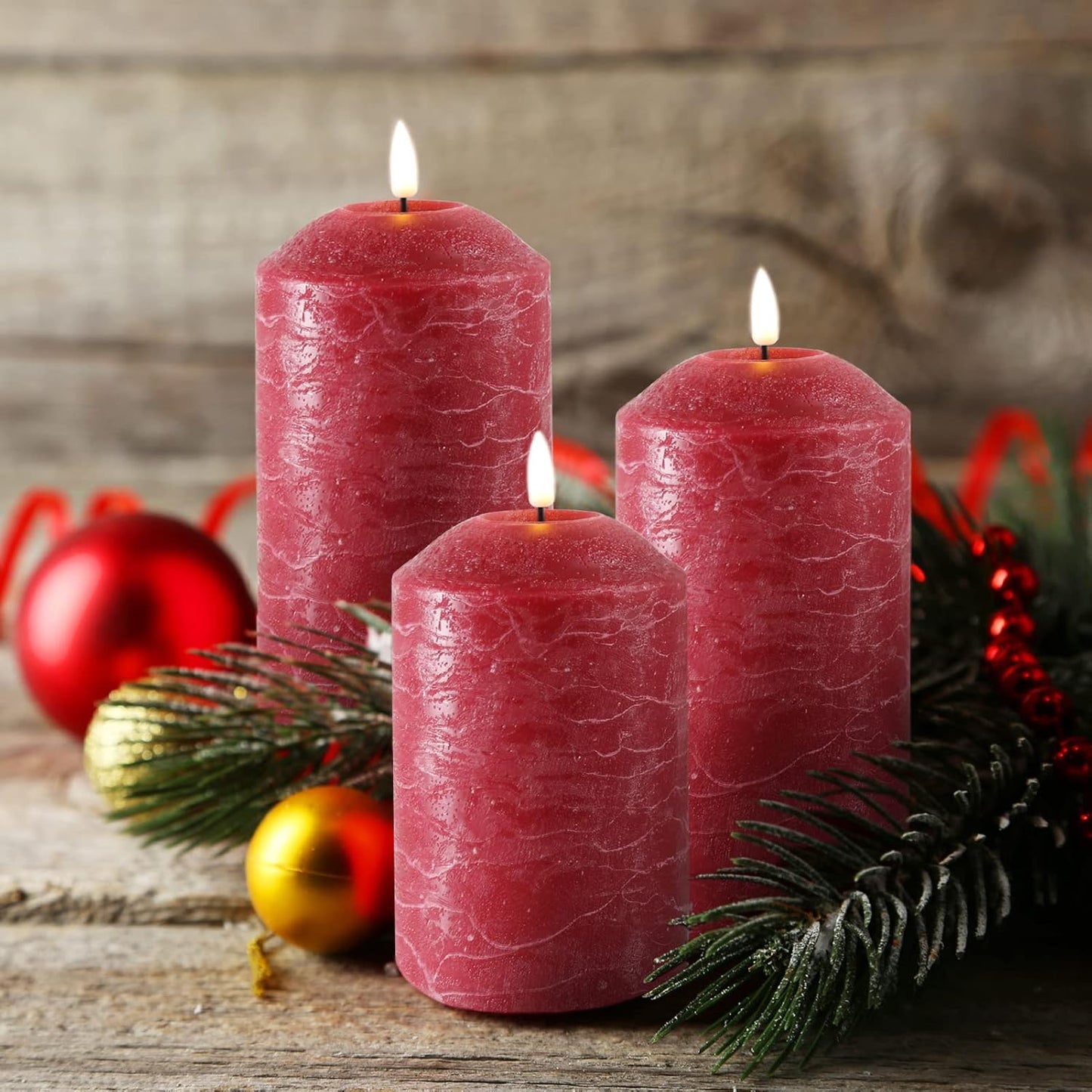 Eywamage White Flameless Pillar Candles with Remote, Flickering LED Candles Battery Powered Real Wax Set of 3