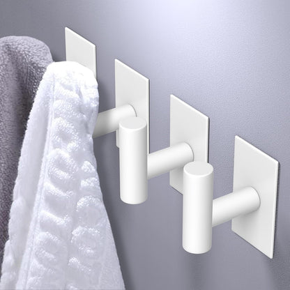 VAEHOLD Wall Towel Hooks, Heavy Duty Sticky Holder Waterproof Towel Hooks for Hanging Coat, Clothes, Closet Hook Wall Mount for Kitchen (Silver, 4 Pack)