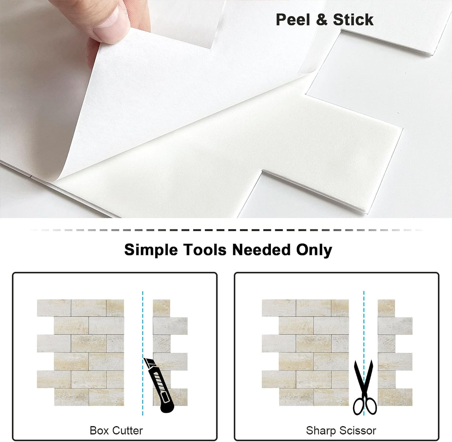 BeNice Peel and Stick Backsplash for Kitchen,Bathroom Wall Backsplash Tile Peel and Stick Shower Tiles Waterproof(10sheets,Rustic Beige)