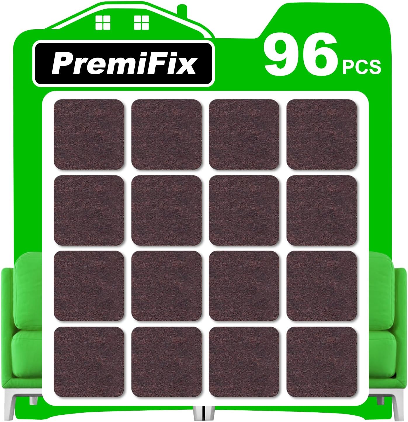 Square Felt Pads for Chair Legs, Square Felt Furniture Pads 1 inch 48 Pieces Pack Brown, Furniture Pads for Hardwood Floor 5mm Thick