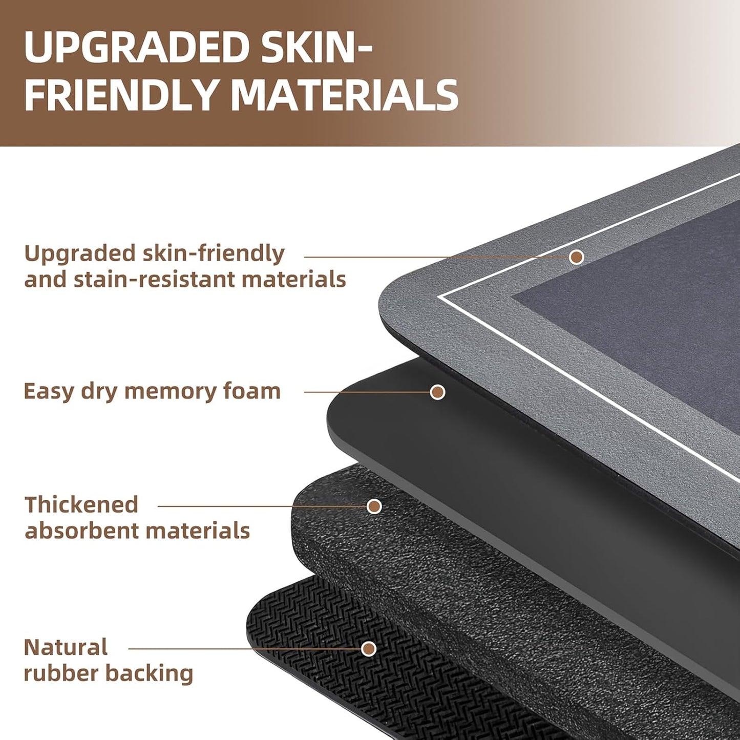 Diatomaceous Earth Bath Mat Super Absorbent Quick Dry Bath Mat, Bathroom Rugs Non Slip Washable, Thin Dark Gray Bathroom Floor Mats-Shower Rug for in Front of Bathtub Shower, Easy Care, 15.7"x23.6"