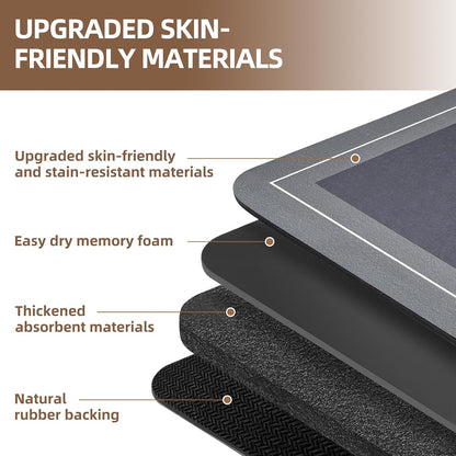 Diatomaceous Earth Bath Mat Super Absorbent Quick Dry Bath Mat, Bathroom Rugs Non Slip Washable, Thin Dark Gray Bathroom Floor Mats-Shower Rug for in Front of Bathtub Shower, Easy Care, 15.7"x23.6"