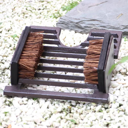 Cast Iron Shoe Brush, Rust Brown Shoe Cleaner with Bristles, 4.3 Inch Height Boot Scraper Mat for Porch, Entryway, Hallway