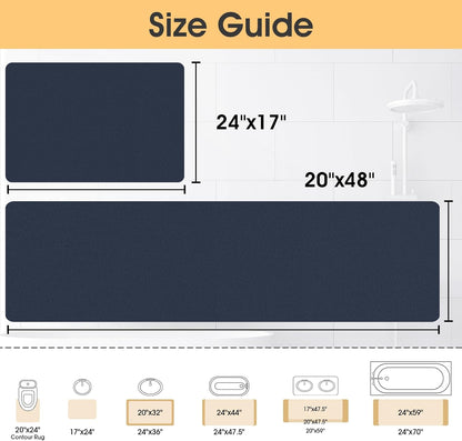 ACCUMTEK Non Slip Bath Mat, Thin Bathroom Rugs Fit Under Door, Quick Dry Bath Mats, Machine Washable Bath Rugs for Bathroom, Bathtub & Kitchen, Grey/Bordered/24 x17
