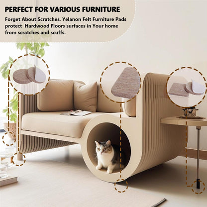 Yelanon Felt Furniture Pads -182 Pcs Premium Felt Pads for Chair Legs Furniture, Floor Protectors for Hardwood Floors, Black