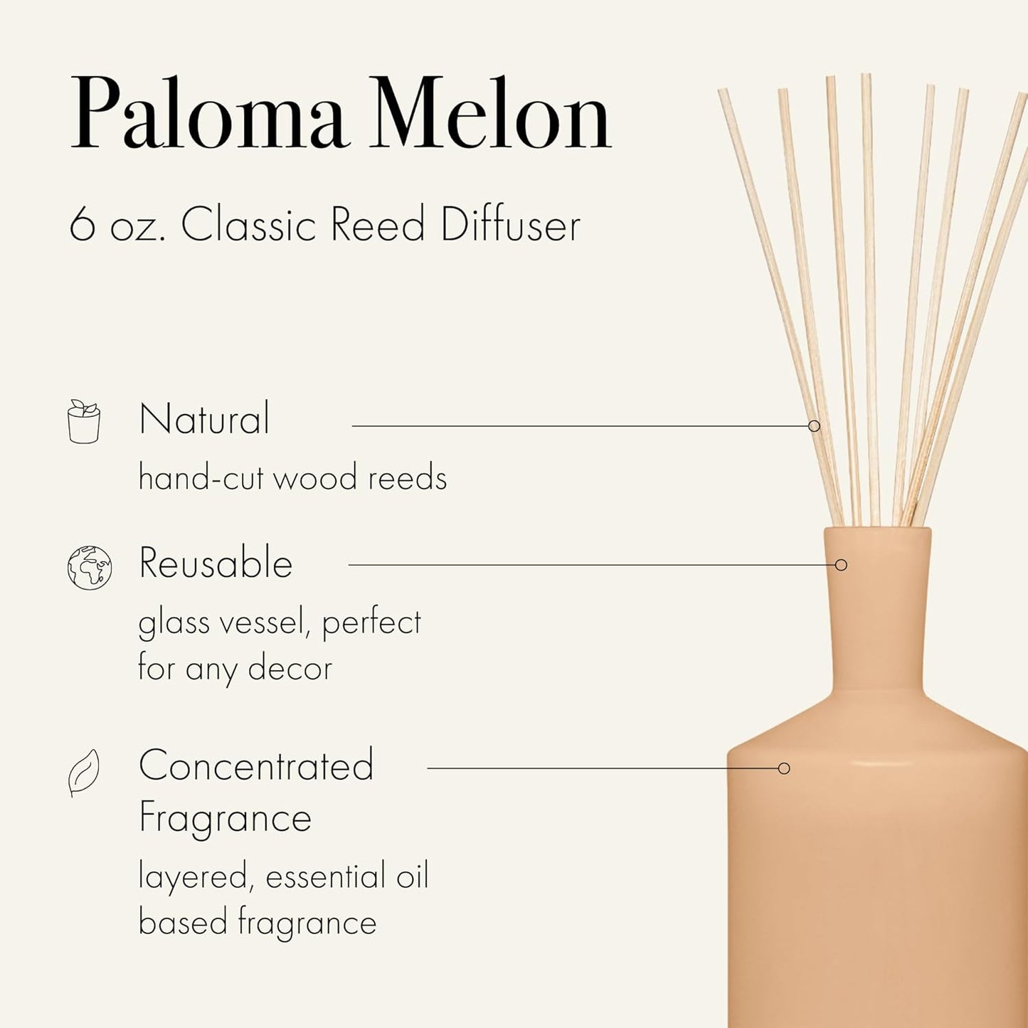 LAFCO New York Classic Reed Diffuser, Sea & Dune - 6 oz - Up to 3 Months Fragrance Life - Reusable Glass Vessel - Natural Wood Reeds - Made in The USA