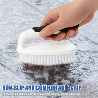 Scrub Brushes for Cleaning Bathtub Scrubber Heavy Duty Scrub Brush with Handle Stiff Bristle Cleaning Brush for Shower, Kitchen, Sink, Bathroom, Floor (Gray)