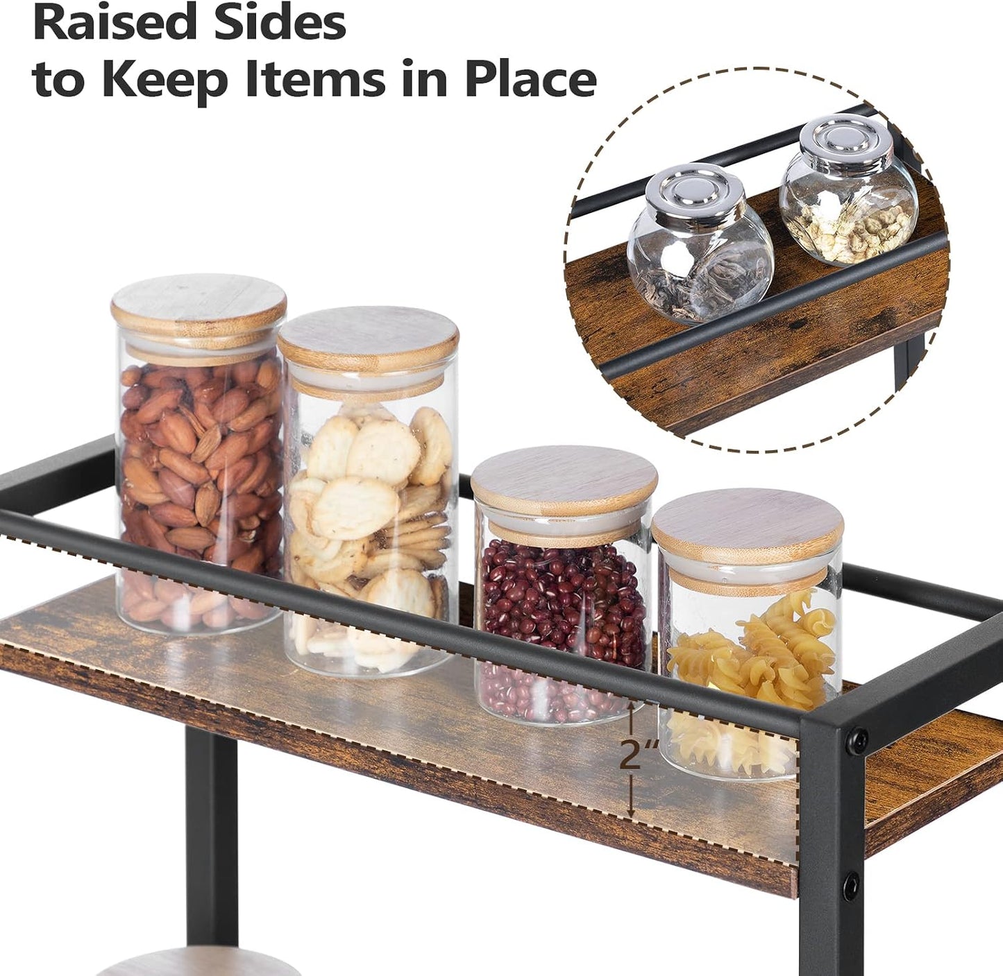 MAHANCRIS Slim Rolling Cart, Mobile Kitchen Cart on Wheels, Narrow Storage Cart for Small Space, Small Bar Cart, for Bathroom, Laundry, Living Room, Black RCHB1501