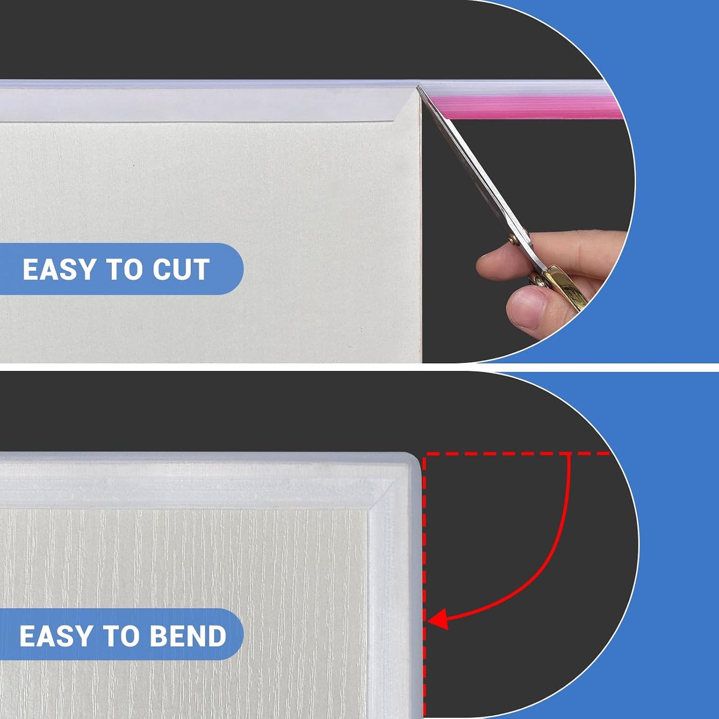 Clear Rubber Edge Trim, Self-Adhesive Silicone Edge Trim, Edge Protector for Sheet Metal, Glasses or Flexi Glasses, Silicone Rubber Material, Transparent Color, Fit 1/4"(6mm), U Channel Edge Guard