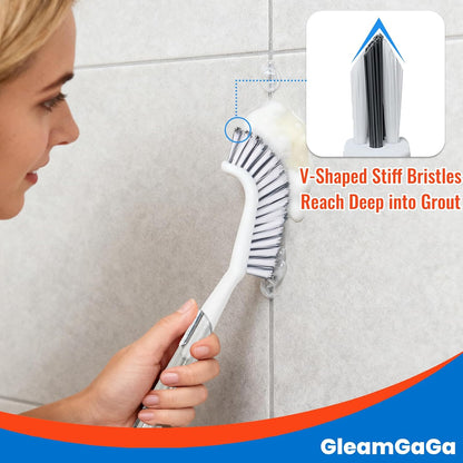 3 Pack Shower Scrub Brush Set – Heavy-Duty Scrub Brushes for Cleaning with Long Handle, Stiff Bristles Grout Brush, Shower Scrubber for Bathroom, Bathtub, Kitchen, Tile, Floor, Grout, Sink & Carpet