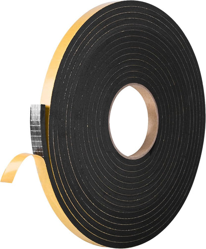 Kikerike Self Adhesive Foam Tape Weatherstrip 1/2In x 1/4In x 16.5Ft High Density Foam Insulation Strips Seal Weather Stripping with Strong Adhesive for Door and Window Sound Isolation Soundproofing