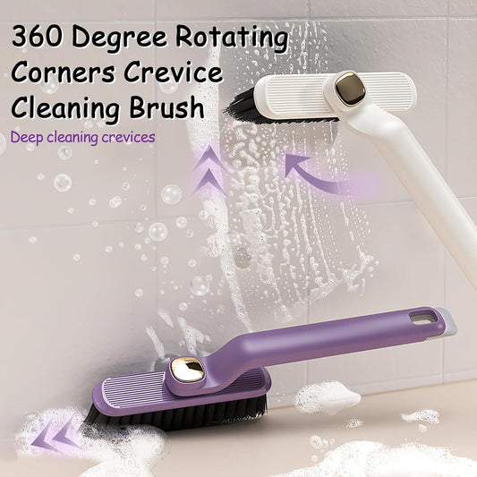 Multi-Function Rotating Crevice Cleaning Brush, 360-Degree Rotating Crevice Household Cleaning Brushes, No Dead Corners Hard Bristle Crevice Gap Brush Tool for Bathroom Household Kitchen (White)