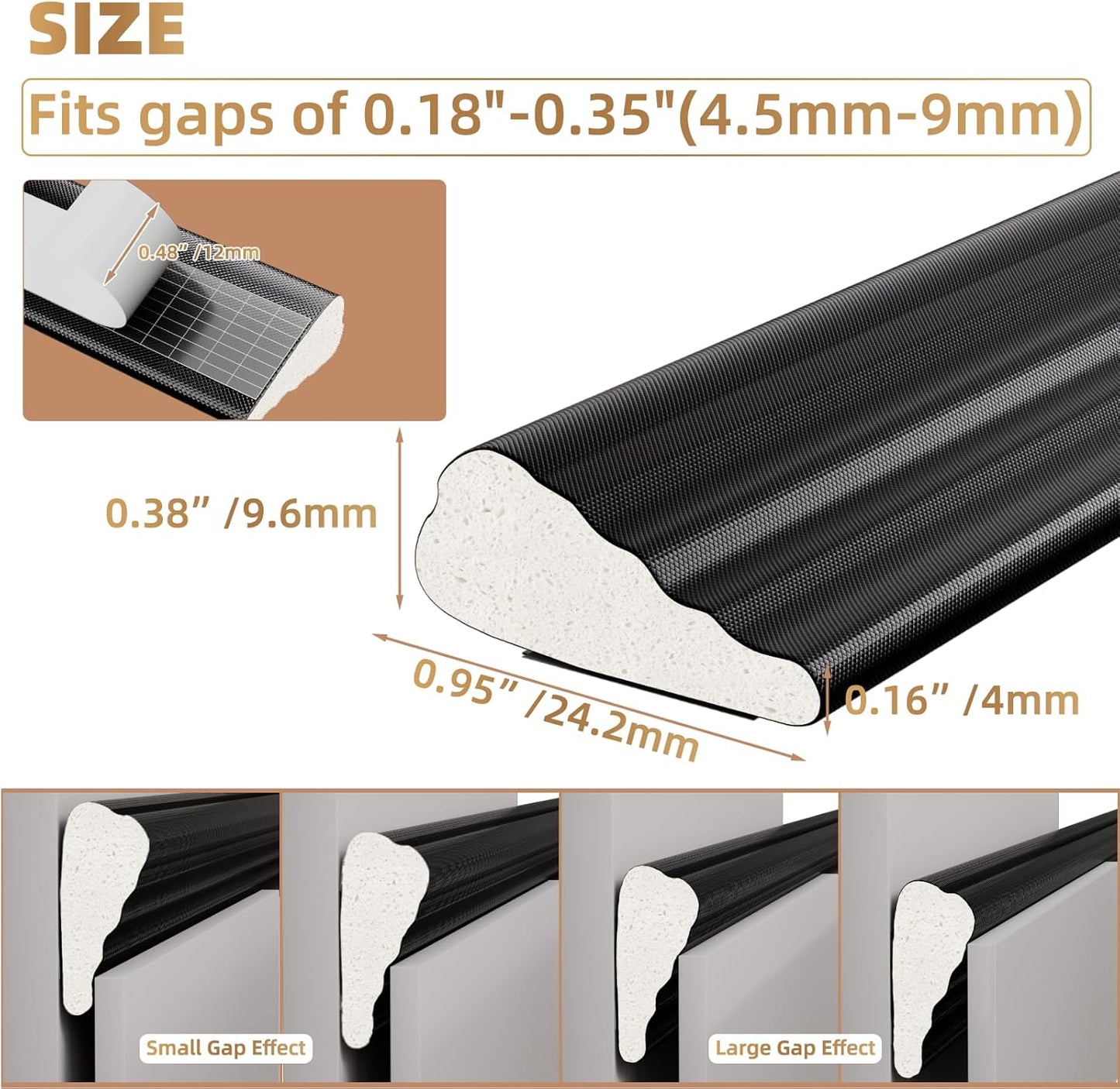 118” Wedge-Shape Foam Window Weather Stripping Door Seal Strip,Soundproofing Frame Winter Insulation Tape for Exterior Front Door,Noise Cancelling Window Inserts,Door Gap Filler Light Blocker,White