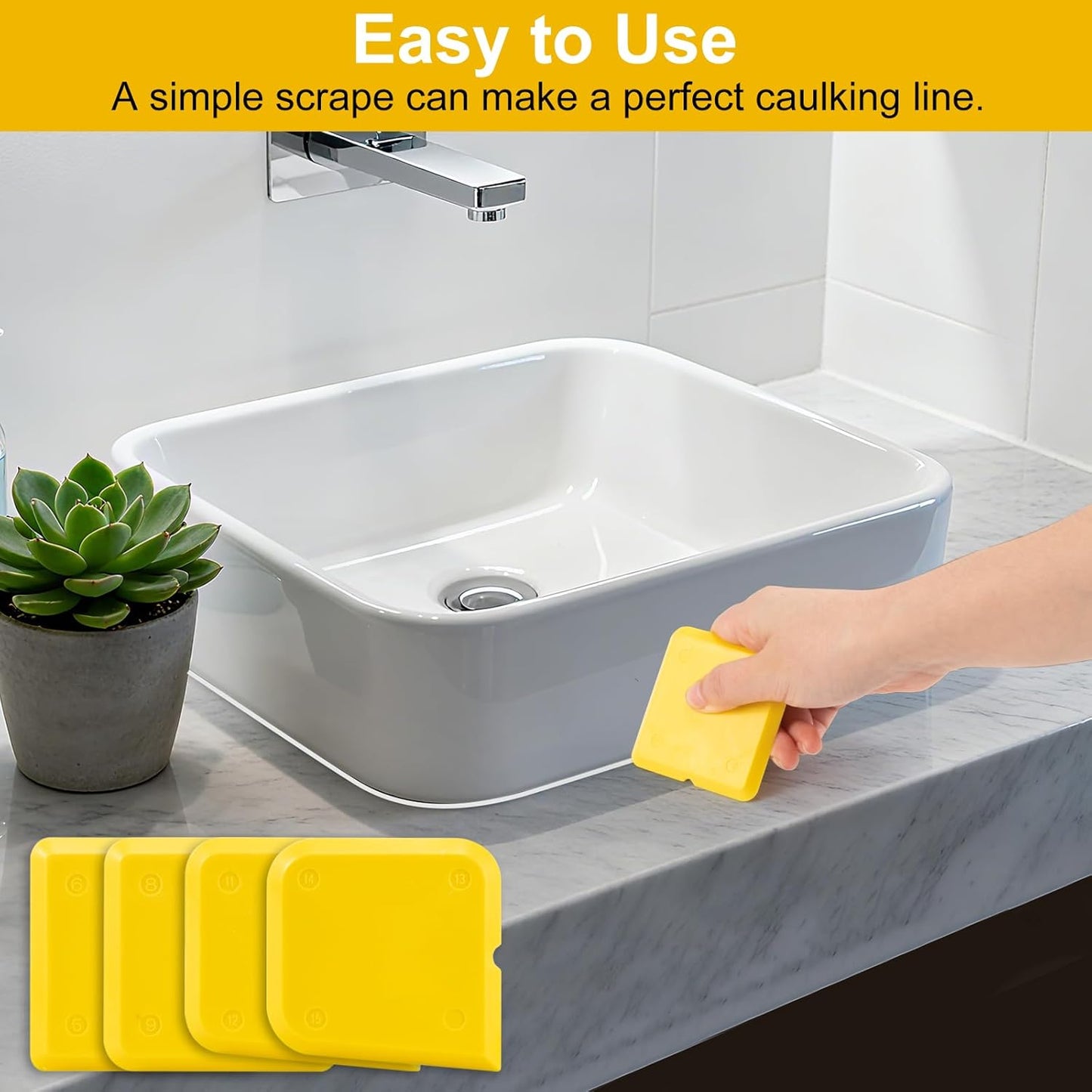 Goopreen 4 Pieces Silicone Caulking Tool Kit Sealant Caulk Finishing Tool for Washroom Kitchen Bathroom Caulk Sealant Sealing