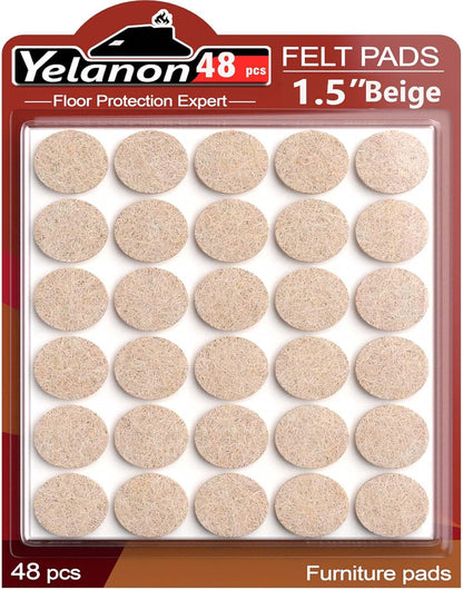 Yelanon Felt Furniture Pads for Hardwood Floors -36 Pcs 2" Premium Floor Protectors for Furniture, Felt Pads for Chair Legs, Black