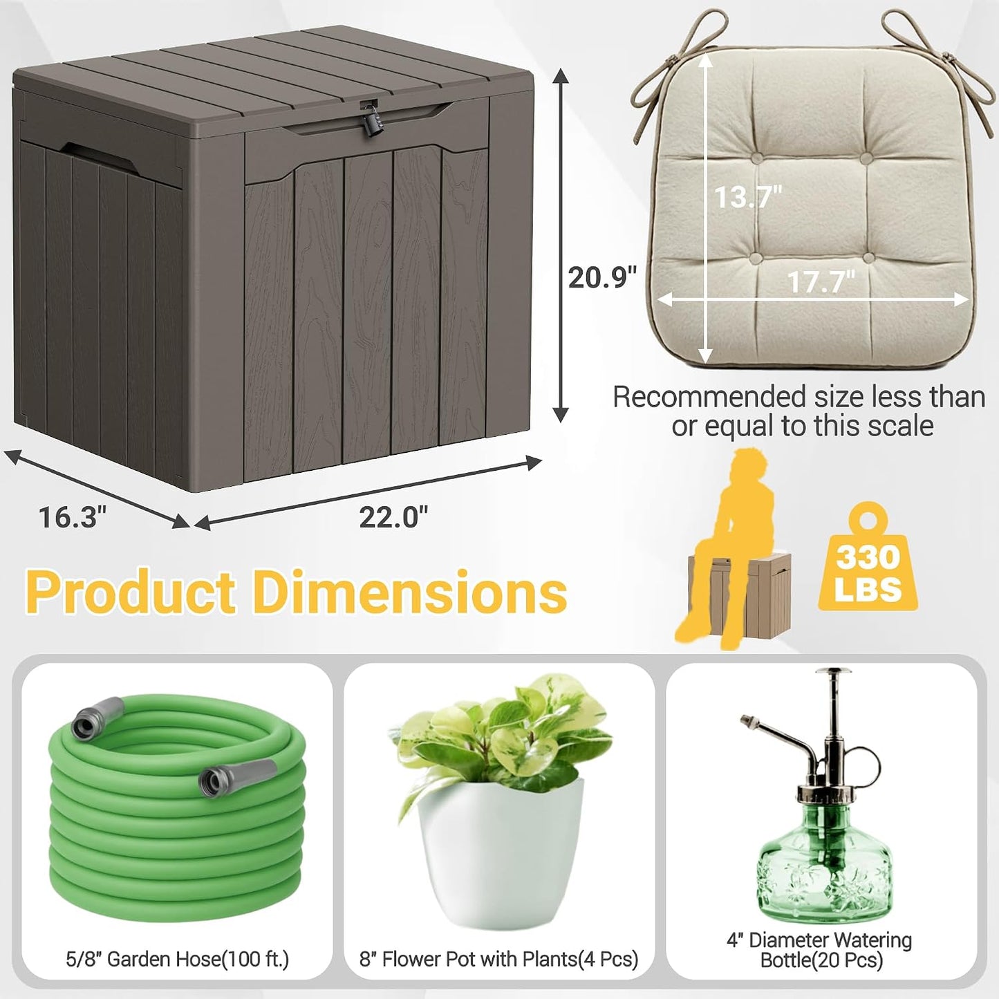 Greesum 31 Gallon Resin Deck Box All Weather Outdoor Storage Boxes for Patio Furniture Set,Outdoor Toys,Garden Tools,Black