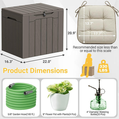 Greesum 31 Gallon Resin Deck Box All Weather Outdoor Storage Boxes for Patio Furniture Set,Outdoor Toys,Garden Tools,Black