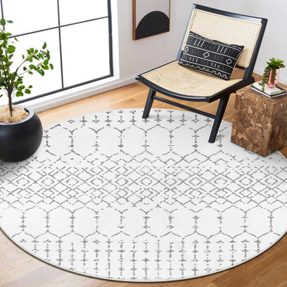 Lahome Moroccan Entry Rug 2x3, Non-Slip Washable Front Indoor Door Mat Rubber Backing Low-Profile Door Rugs, Small Geometric Print Distressed for Entryway Bathroom Kitchen, Black Hana