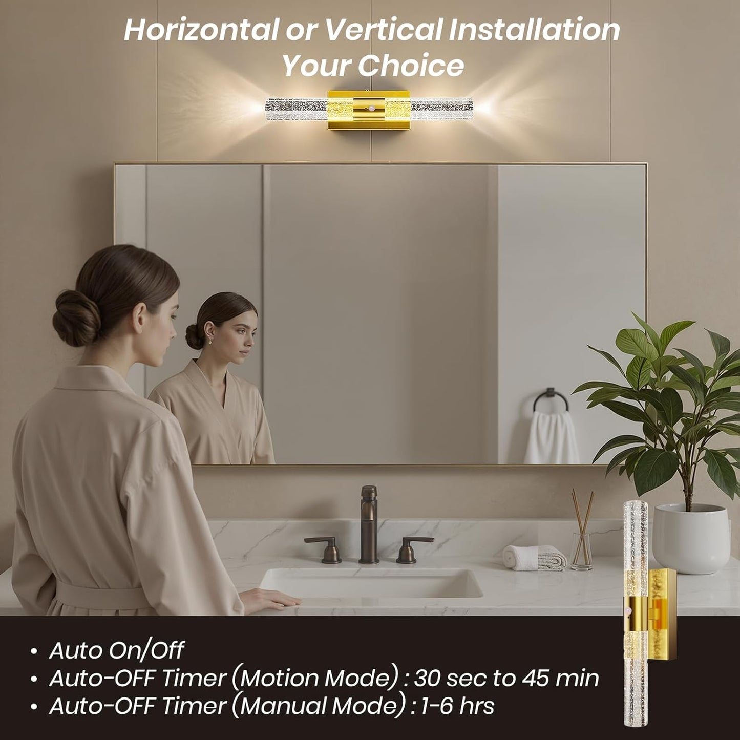 IRONPAX Wall Sconces Battery Operated Set of 2, Wireless Rechargeable Wall Sconce Set of Two, Dimmable Wall Lights with Remote for Bedroom Living Room Hallway Decor (Gold, Fabric Shade)
