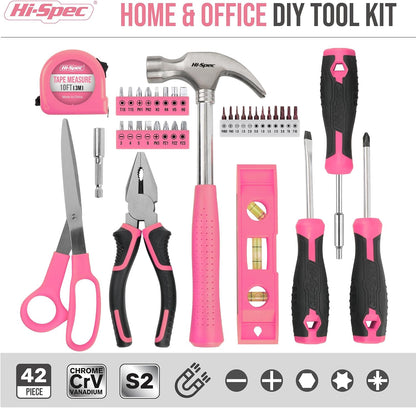 Hi-Spec Tool Kit Yellow 20pc. Small Tool Kit for Home DIY & Office Repairs. Compact and Lightweight Essential Tools in a Portable Book-Sized case.