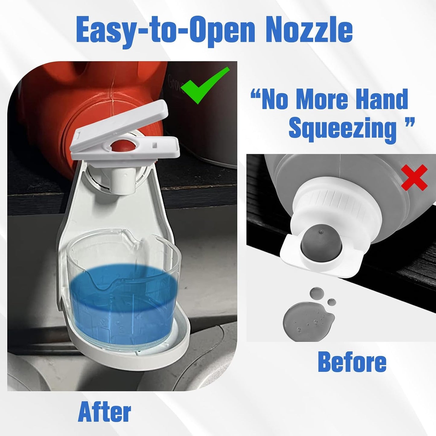 Laundry Detergent Dispenser Cup Holder Firmly Holds on Bottle Spouts, Easily No More runny or Messy Laundrys Detergent, No More Leaks or Mess with Detergents in Laundry Room