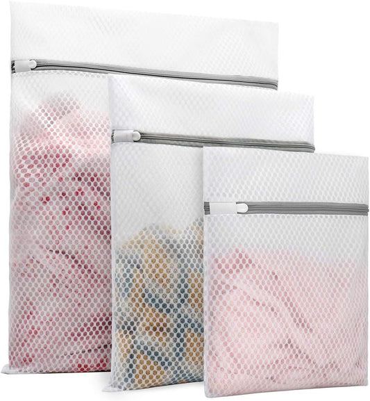 Muchfun 3Pcs Durable Honeycomb Mesh Laundry Bags for Delicates 16x20 Inches | (3 Large)