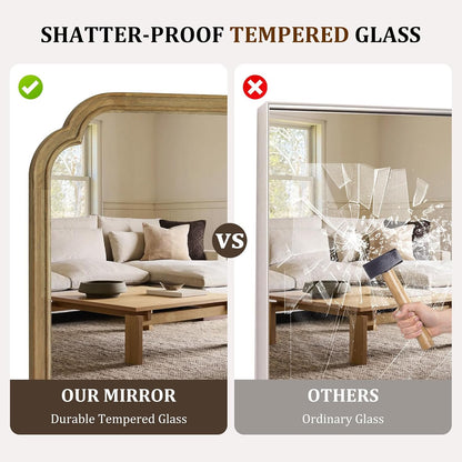 WallBeyond Full Length Mirror Wall Mounted 65"x22", Rustic Wooden Frame Floor Mirror, Large Full Body Mirror for Bedroom, Leaning or Hanging Against Wall, Natural