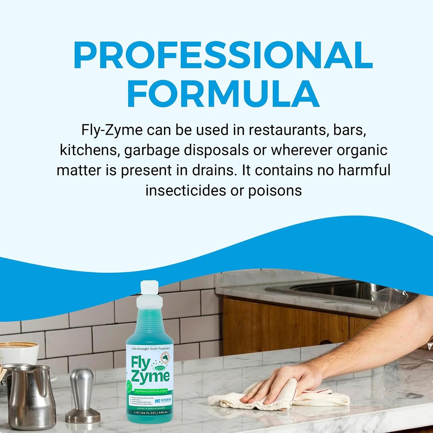 Fly-Zyme, Highly Concentrated Enzyme Drain Cleaner for Pipes, Drain Gel for Fruit Flies, Organic Waste Degrader & Odor Neutralizer, 32 fl oz, Pack of 2