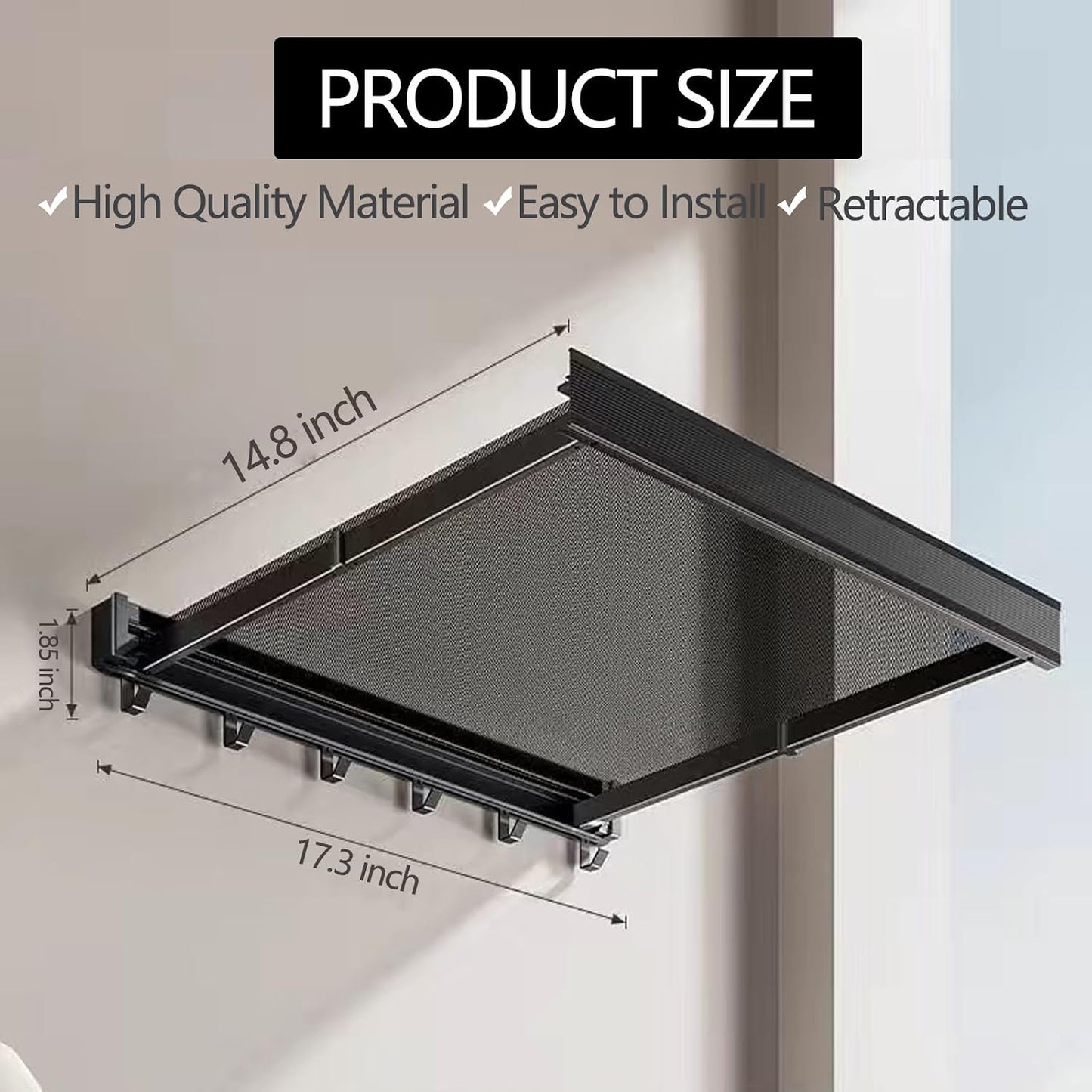 Wall-Mounted Dry Racks Retractable for Bathroom Wall Mounted with Hooks Clothes Drying Rack Bathroom Shelf for Collapsible Storage Rack Foldable Towel Holder for Kitchen, Balcony Laundry Room