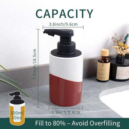 BosilunLife Automatic Soap Dispenser Ceramic Hand Free Soap Dispenser with Waterproof Pump Rechargeable Smart Electric Lotion Soap Dispenser Touchless (White-Green, Foam Pump)