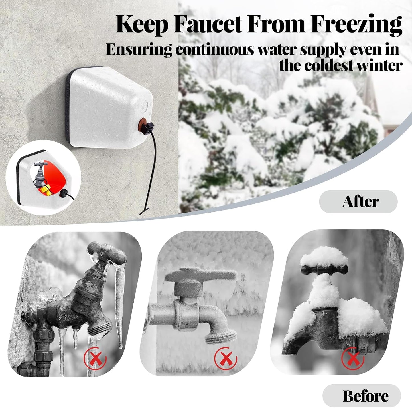 Outdoor Faucet Covers for Winter, 4 Pack Insulated Foam Faucet Cover Freeze Protection, Reusable Winter Spigot Covers Water Pipe Covers Hose Bib Covers