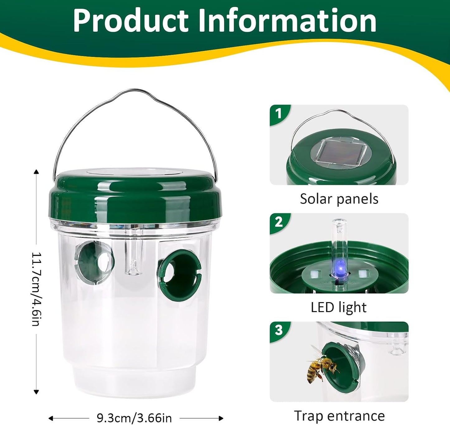 3 Pack Outdoor Hanging Wasp Catcher Reusable Insect Catching Container for Garden Yard Deck