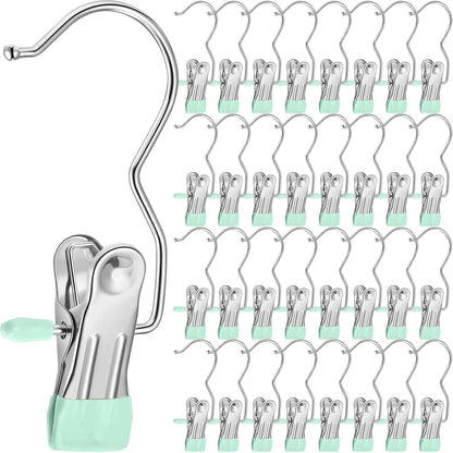 Yinder 150 Pcs Boot Hangers Clips Laundry Hooks Hanging Stainless Steel Clothes Pins Portable Clip Hangers for Closet Travel Socks Pants Handbags Hats Towels (Beige)