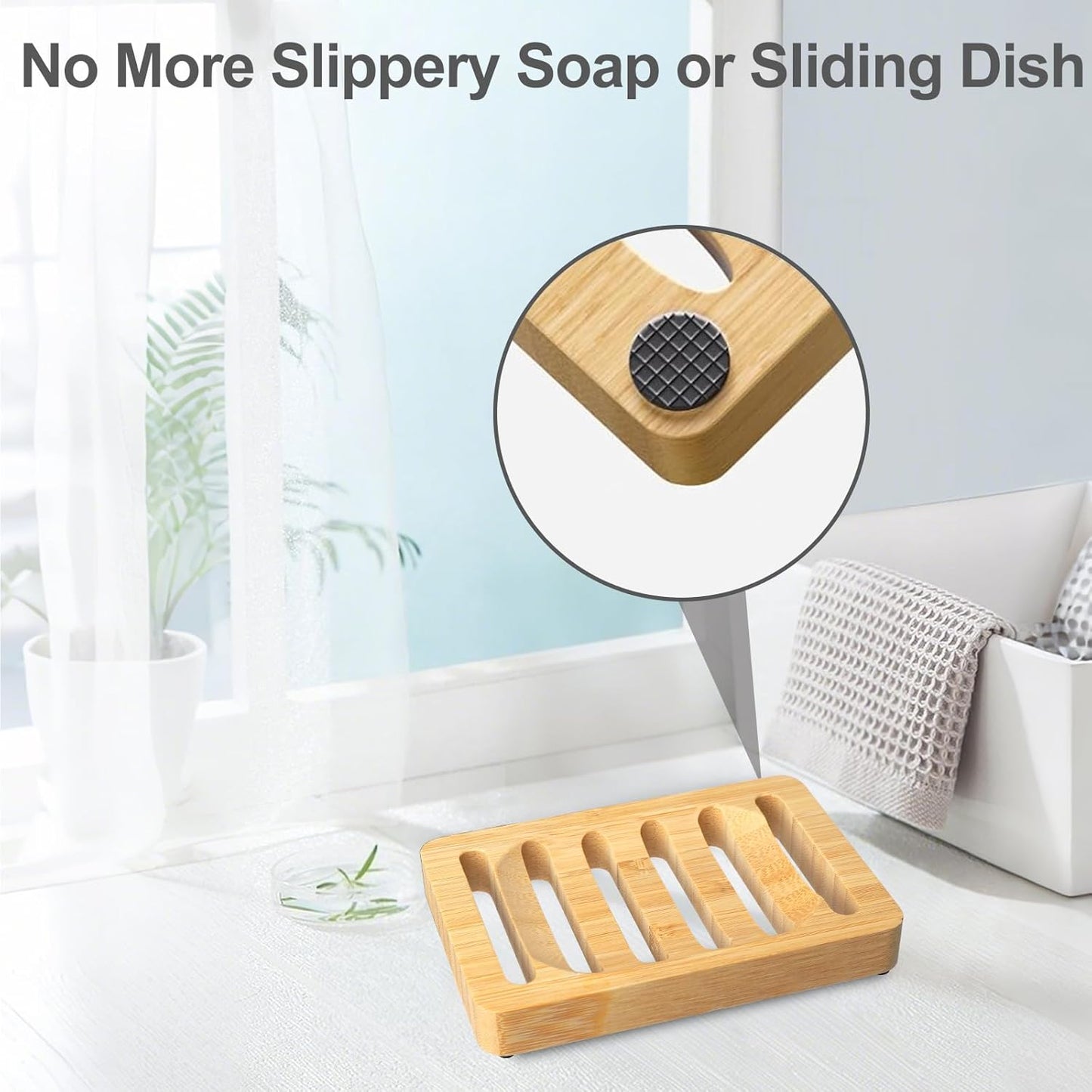 2 Pack Wooden Soap Holder Bamboo Soap Dish for Shower with Self Draining Tray Natural Bar Soap Holder and Soap Saver for Bathroom Kitchen Sink