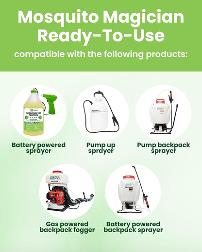 Mosquito Magician Ready-to-Use Mosquito Yard Spray 2 Gal (original scent) – Kills Mosquitoes, Fleas & Fire Ants, Repels & Prevents Ticks – Essential Oil Formula for Sprayers, Foggers & Misting Systems