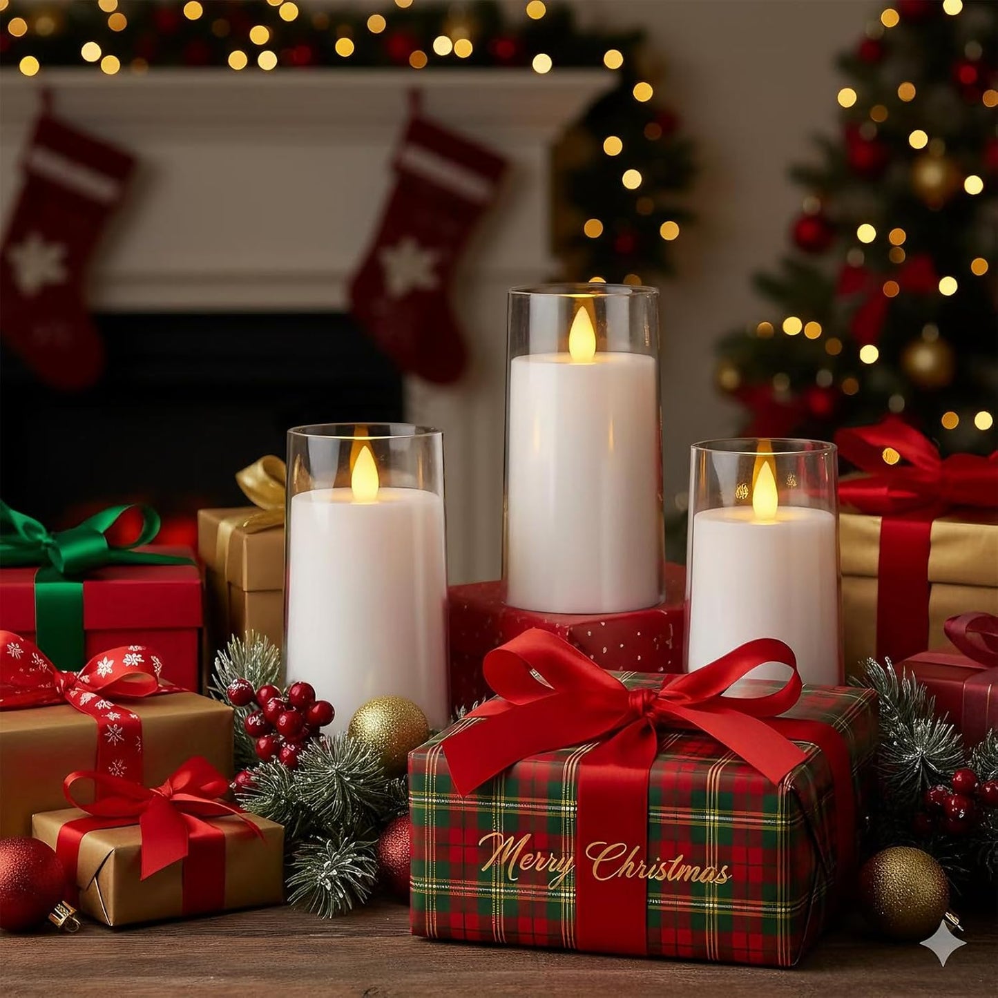 Raycare Flameless Electronic Pillar Candles with Remote Control and Timer- Battery Operated Realistic Flickering LED Fake Candle for Home, Wedding, Valentine's Day, Decor,White,Set of 2(3"x6"6")