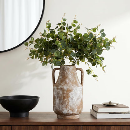 CUCUMI Ceramic Vase Set of 5, Home Decor Farmhouse Décor Handmade Pottery Vases for Pampas Grass, Dried Fresh Flowers, Table, Living Room, Kitchen, Shelf, Entryway Mantel Neutral Tones