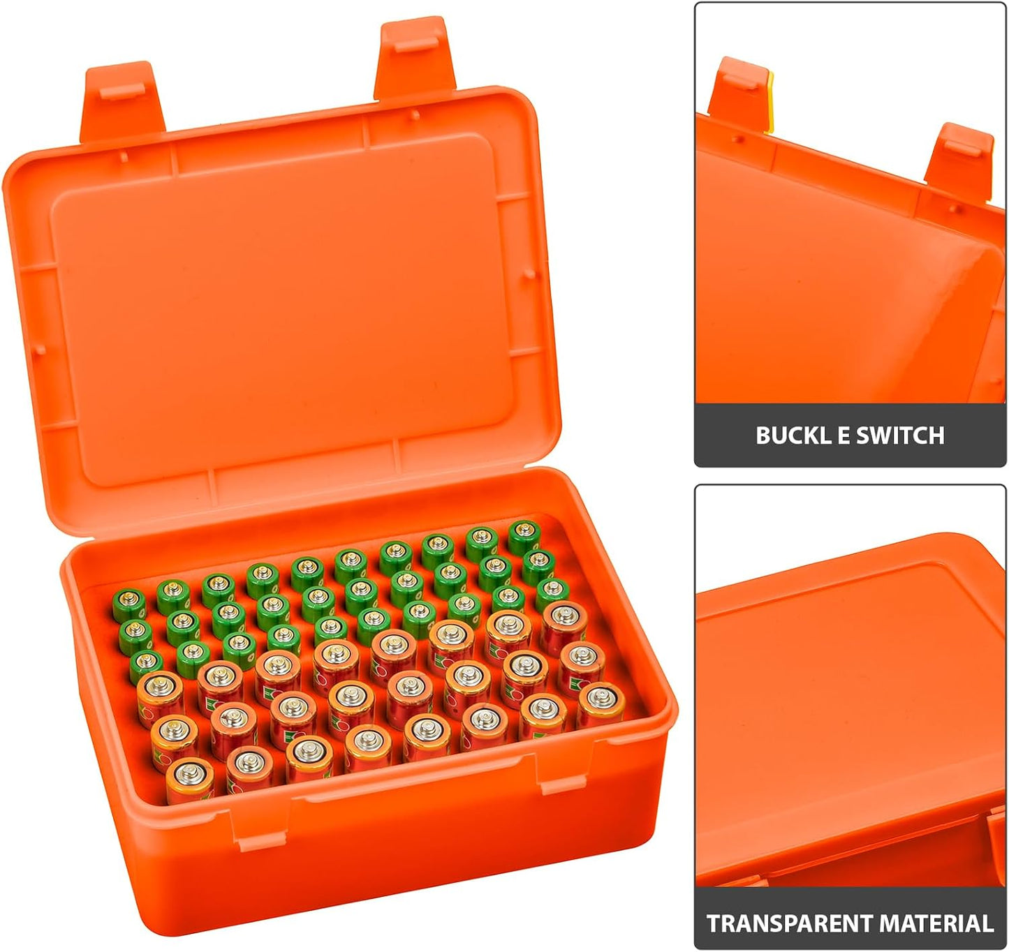 Battery Organizer Storage Box, Garage Case Holder for 24* AA, 30* AAA Batteries (Bag Not Include Batteries Pack) (white)