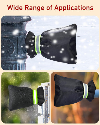 Outdoor Faucet Covers for Winter Freeze Protection - 2 Pack, Thickened Insulated Pipe Covers for Outside, Yard Maintenance Must Haves Waterproof Spigot Covers, 7.7" H x 5.9" W, Black（Reflective