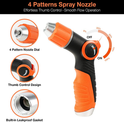 Besiter Garden Hose Nozzle Sprayer: 2 Pack 10 Watering Patterns Spray Nozzles Heavy Duty Metal Hose Head Hose Attachment, Thumb Control On Off Valve
